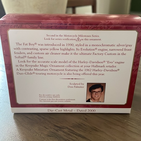 Hallmark Keepsake Christmas Ornament Harley Davidson Fat Boy 2000 2nd in Series - Picture 2 of 8